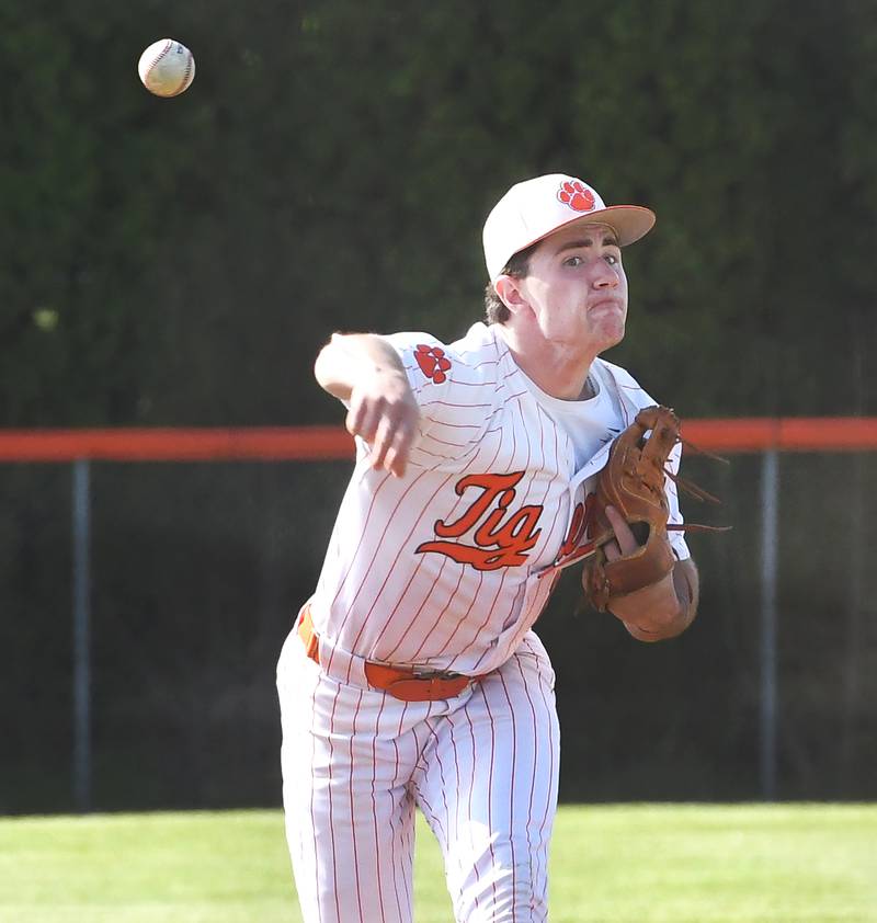 Byron's Andrew Talbert pitches against Dixon during a Big Northern Conference game in Byron on Monday, May 11, 2026.
