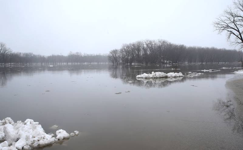 The Illinois River was at its banks near the boat ramp at Starved Rock State Park on Friday, Jan. 26, 2024.