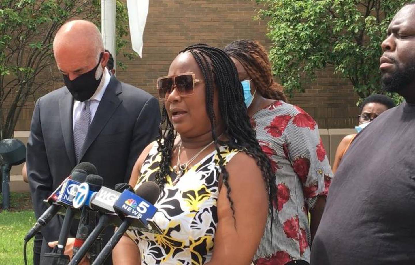 Eric Lurry Jr.'s widow Nicole Lurry speaks at a news conference on July 15, 2020 at the Joliet Police Department.