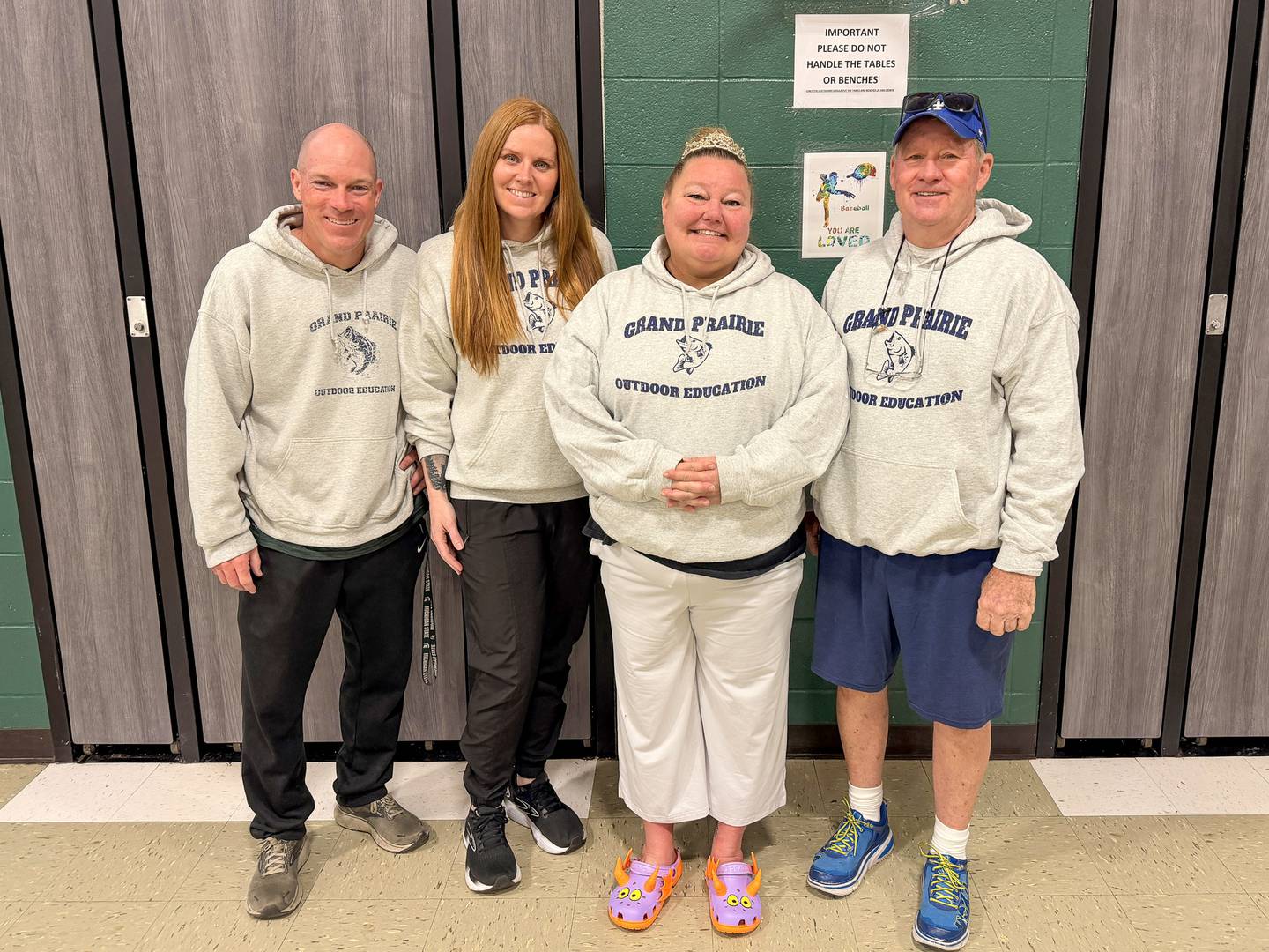 The Grand Prairie Elementary School physical education staff, including Paplaski-Grygiel (second from right).