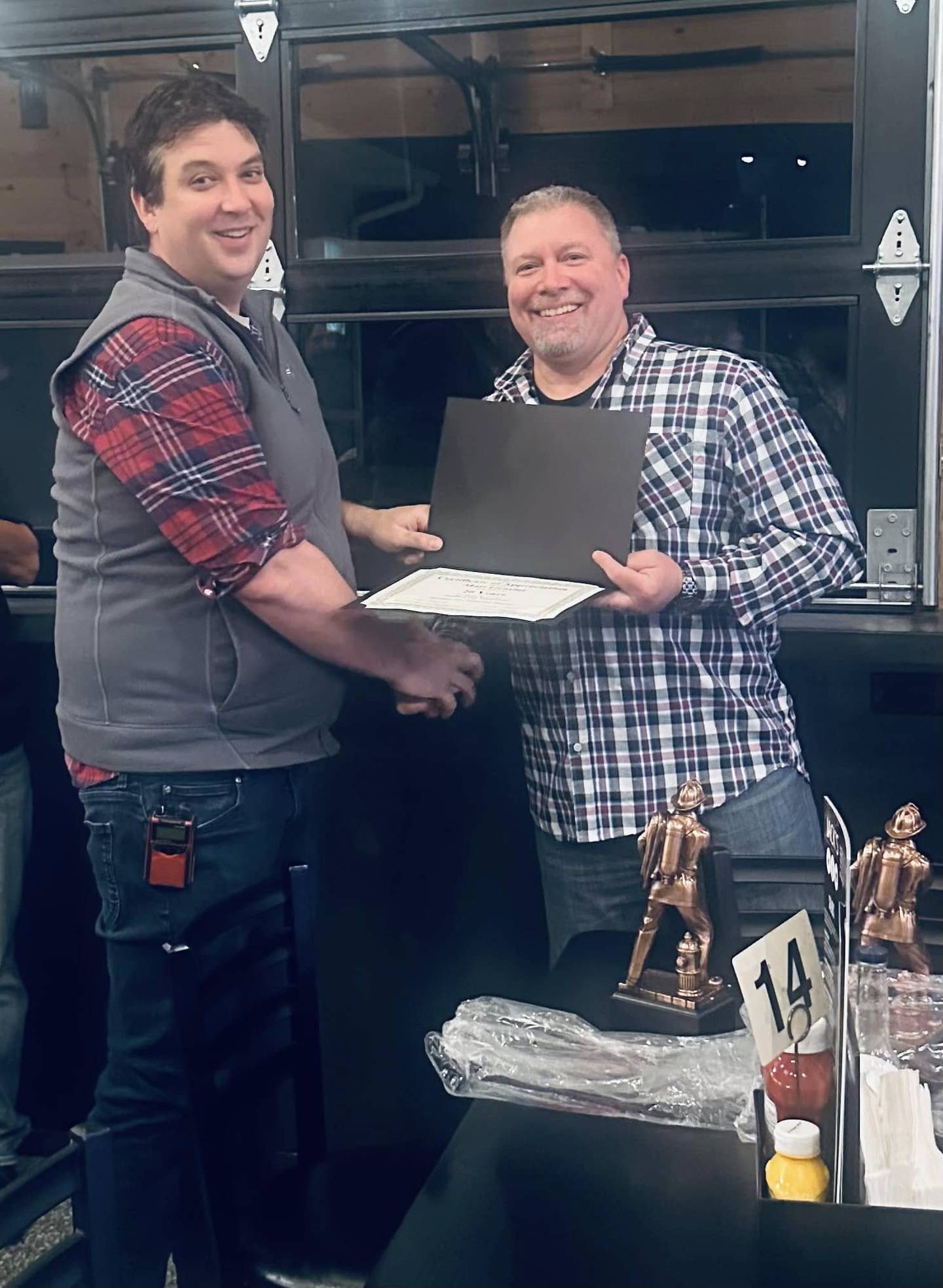 Capt. Matt Gensini was honored Saturday, Jan. 11, 2025, for 20 years of service for the Standard Fire Protection District.