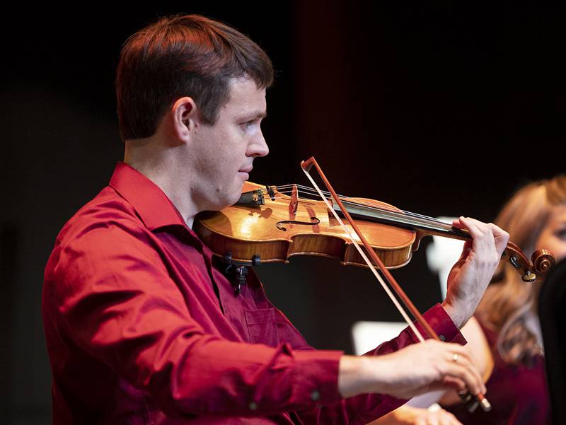 Francois Henkins was one of two violinists performing with the Kontras String Quartet Wednesday, Jan. 11, 2023 at Dixon Stage Left.