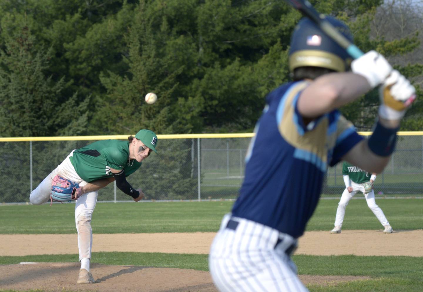 Dwight Starting Pitcher Jackson Luunius lets go with pitch against Marquette Thursday at Masinelli Field in Ottawa.