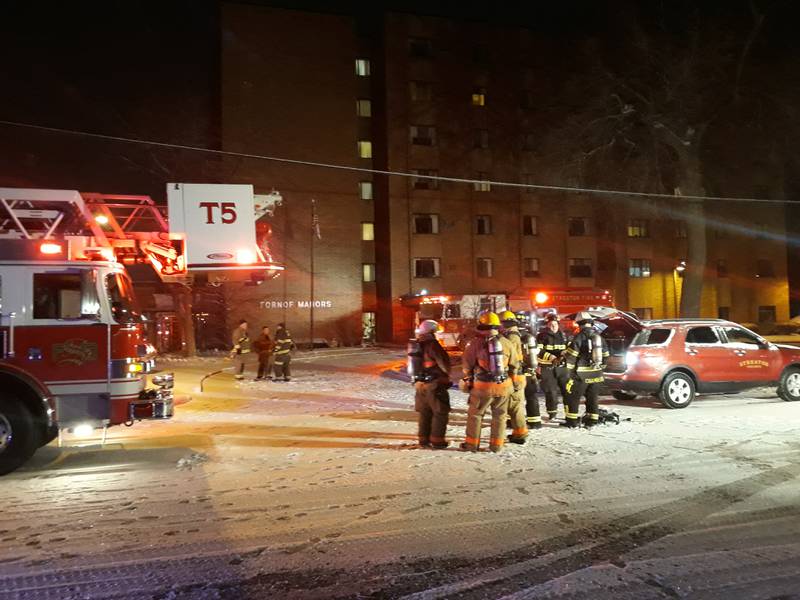Several firefighters from local departments around the Streator area responded to a fire Friday morning at Fornof Manor in Streator. A first floor fire was extinguished on the seven-floor building.