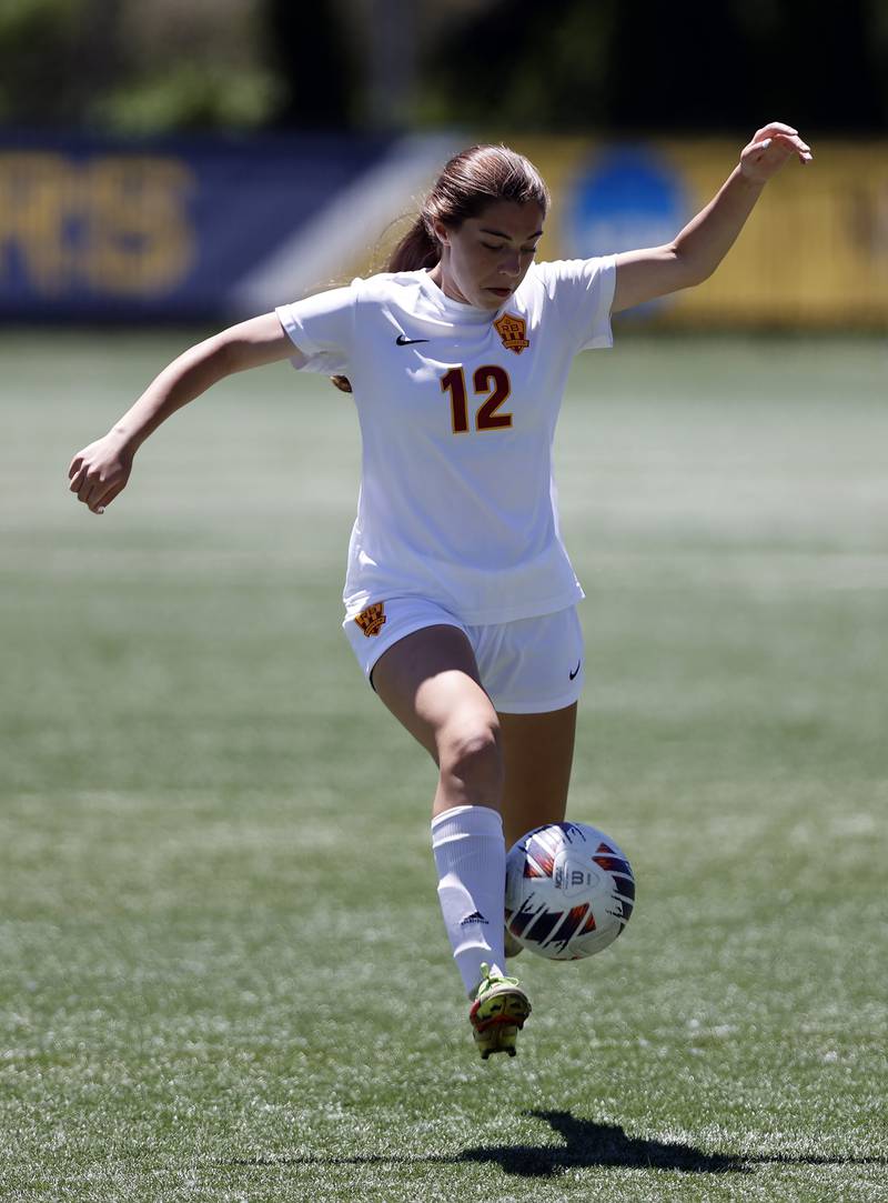 Richmond-Burton's Nicole Mendlik (12) handles the ball during the Class 1A Dominican super-sectional between Willows Academy and Richmond-Burton HS in River Forest on Saturday, May 25, 2024.