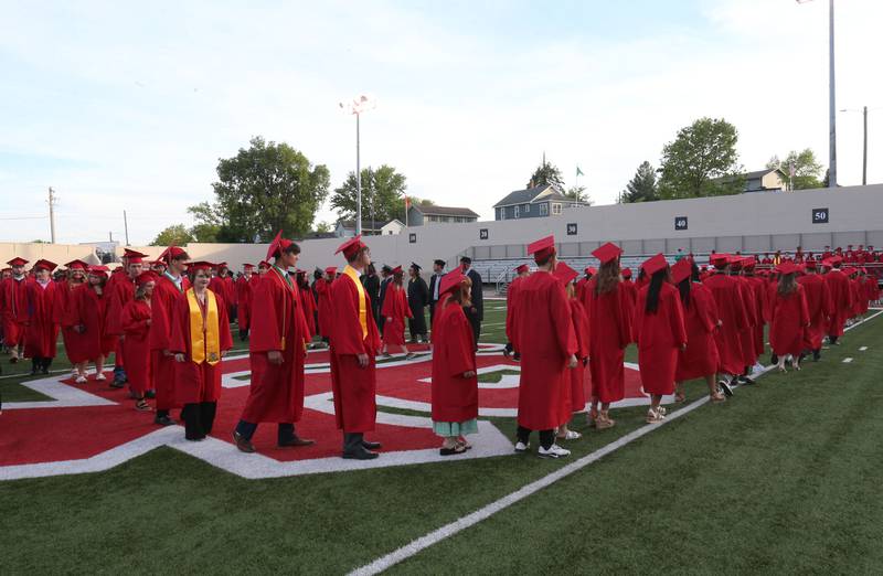 La Salle-Peru Township High School enter during the L-P Class of 2026 commencement ceremony on Thursday, May 14, 2026 at Howard Fellows Stadium.