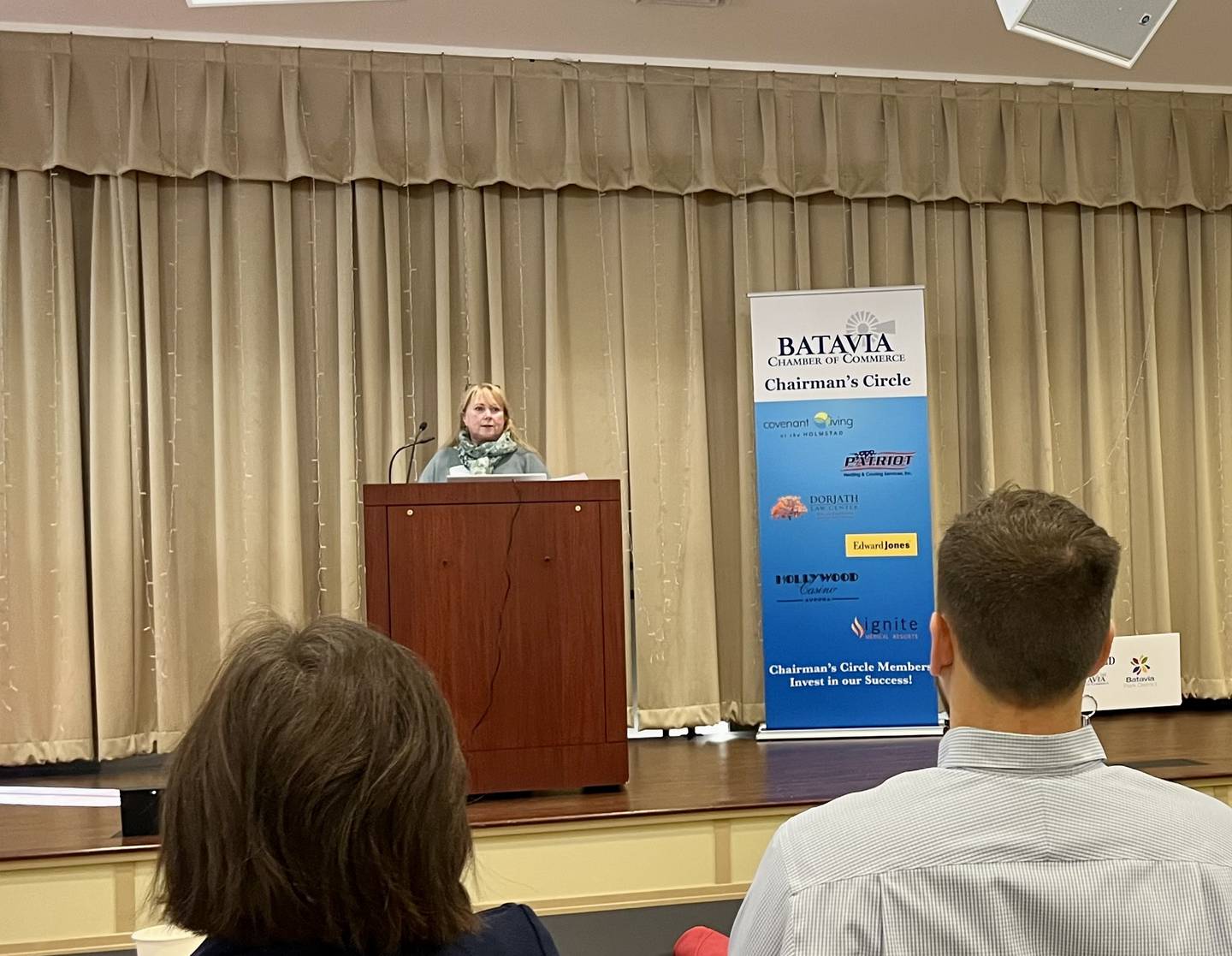 Josephine Tucci, executive director of the Batavia Public Library speaks during the "2025 State of the Community" address at The Holmstad in Batavia on Nov. 06, 2025.