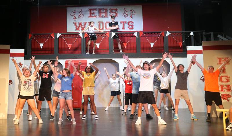 The cast of “Disney’s High School Musical, Jr.” acts out a scene during a rehearsal on Thursday, Aug. 1, 2024 at Stage 212 in La Salle. “Disney’s High School Musical, Jr.” an abbreviated version of Disney Channel’s hit movie musical. will be presented 7 p.m. Thursday and Friday, Aug. 8 and 9, 1 and 7 p.m. Saturday, Aug. 10, and 1 p.m. Sunday, Aug. 11 at Stage 212, 700 First St., LaSalle. Tickets are on sale now for $10 each, and may be purchased by visiting the box office 4 to 6 p.m. Monday and 9 a.m. to noon Saturday or by calling 815-224-3025 during the same hours. Tickets may also be purchased online at www.stage212.org.