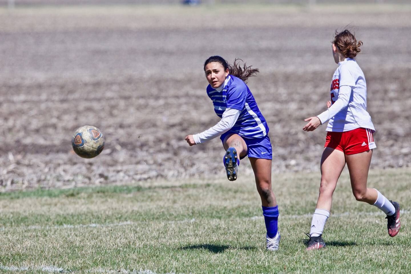Princeton's Viviana Robledo gives the ball a boot in Saturday's third-place game of the Princeton Invitational vs. Streator.