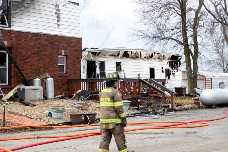 Several fire departments responded to a house fire at 8423 East Illinois route 38 on the afternoon of Wednesday, March 5, 2025. A portion of the state highway, between Chana Road and Brooklyn Road, was closed to allow crews to bring in tankers to help extinguish the blaze.