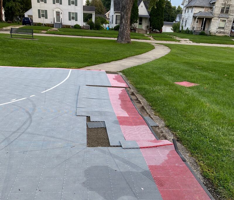 Sterling Police are looking for tips on  whoever vandalized the Wallace Par basketball courts over the weekend of  Aug. 26. 2022. Anyone with information can call 815-632-6640.