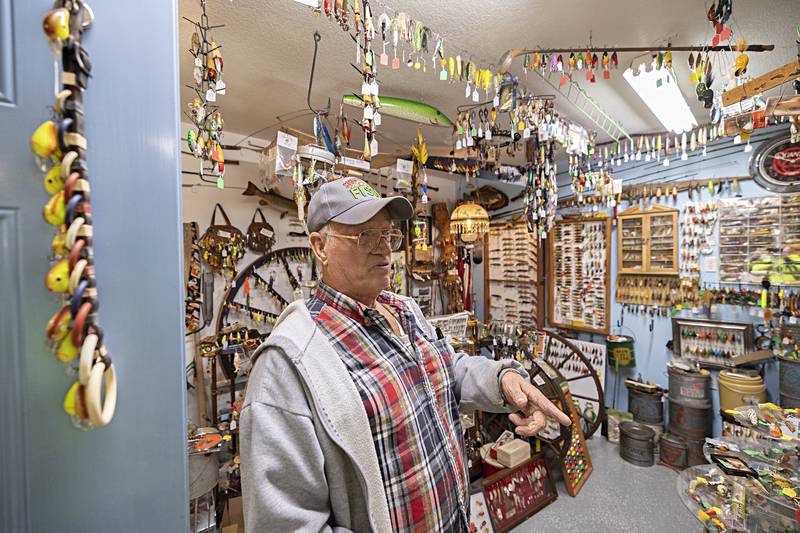 Reap surprises visitors at his lure museum by opening a door into a second room filled with the fishing paraphernalia.