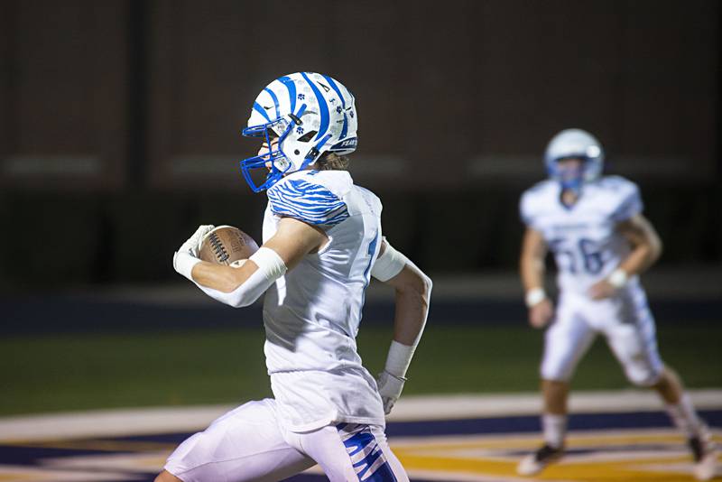 Princeton’s Brady Byers runs it in for a touchdown Friday, Sept. 30, 2022 against Newman.