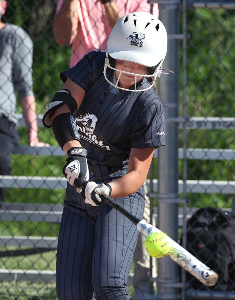 Kaneland's Sammy Dunne slaps the ball during their Class 3A sectional semifinal against Sycamore Thursday, May 30, 2024, at Sycamore High School.