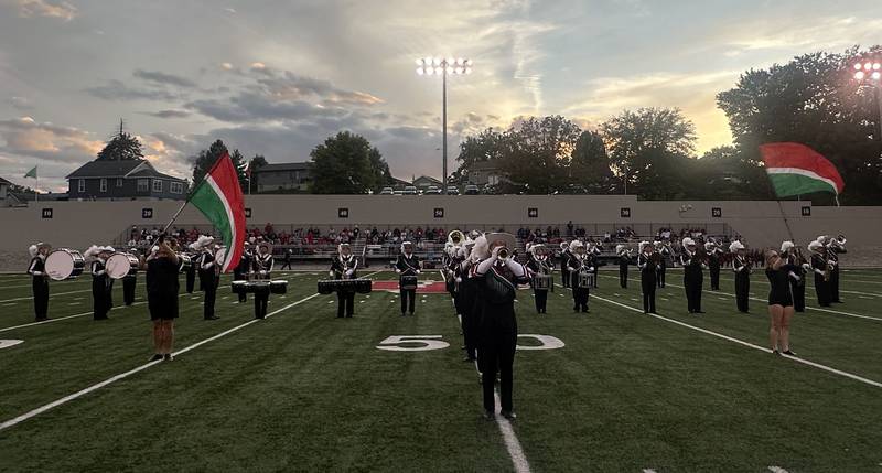 Members of the Cavalier marching band play the National Anthem on Friday, Sept. 5, 2025 at Howard Fellows Stadium.