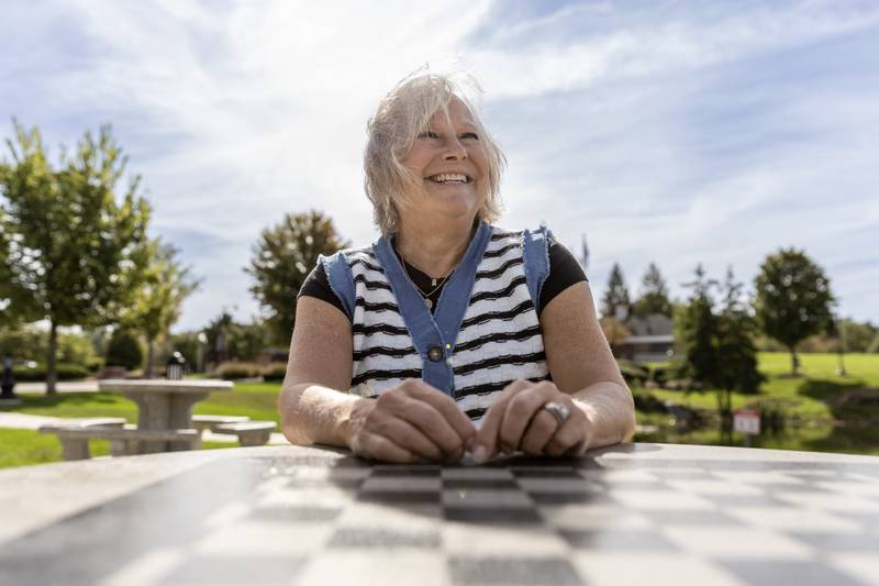 Julie Bay enjoys spending time, contemplating gratitude, and experiencing joy, at the New Lenox Commons, as pictured on Oct. 1, 2025.