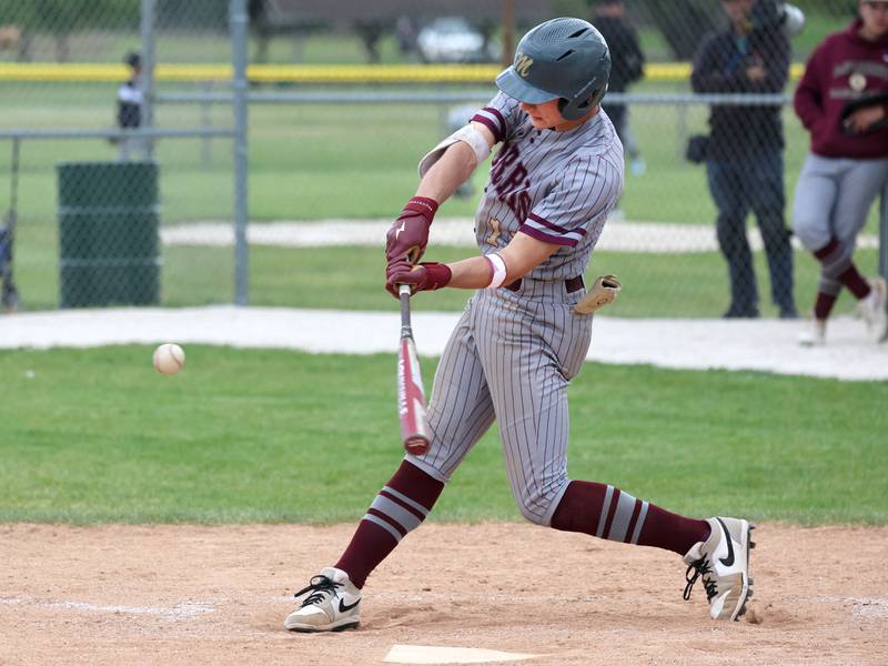 Morris' Brycen Johnson takes a cut Wednesday, May 13, 2026, during their game against Sycamore at the Sycamore Community Sports Complex.