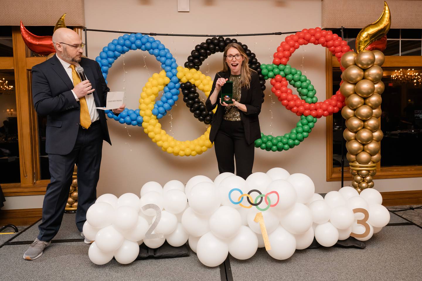 Carol DeAnda of DeAnda Photography accepts the bronze medal for the Personal/Home service award at the 2026 Algonquin-Lake in the Hills Chamber of Commerce annual awards dinner on Feb. 21, 2026.