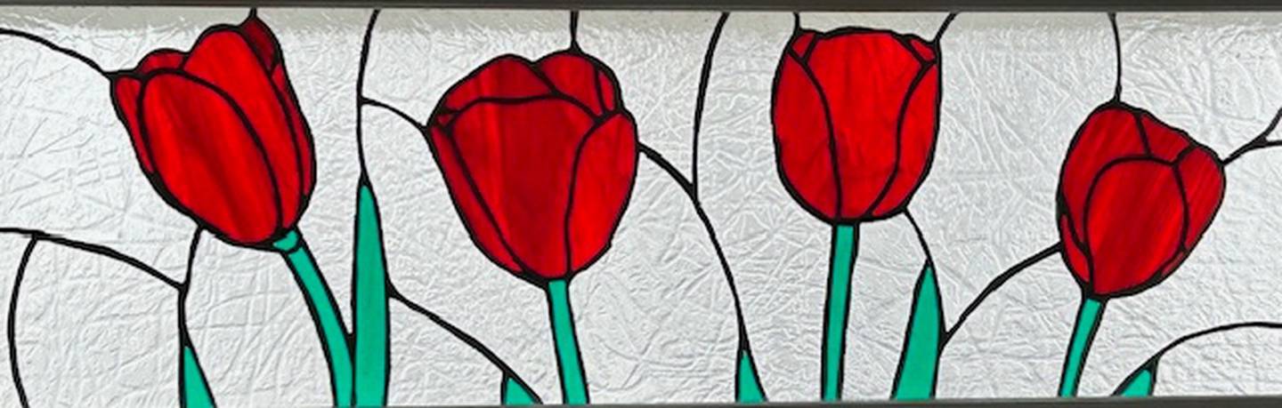 Stained glass art piece created by artist Leslie Emrich