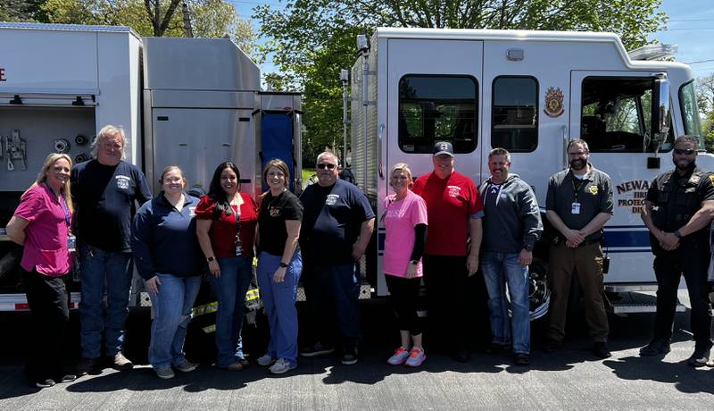 Newark Grade School participated in Camp 911 on May 9, a program begun in 2015 by retired Newark School District nurse Karen Sapsford. Firefighters and EMTs from the Newark Fire Department along with deputies from the Kendall County Sheriff's Office brought their equipment to show students, while nurses from Rush Copley Medical Center in Yorkville taught students first aid.