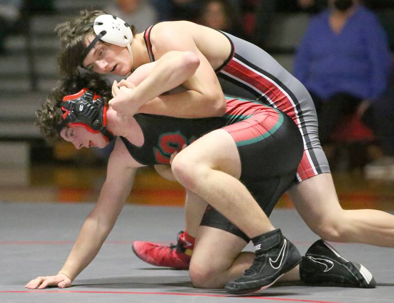 L-P's Walter Haage wrestles Ottawa's Wyatt Reding in the 160 weight match during a wrestling meet in Sellett Gymnasium on Wednesday Dec. 7, 2022 at L-P High School.