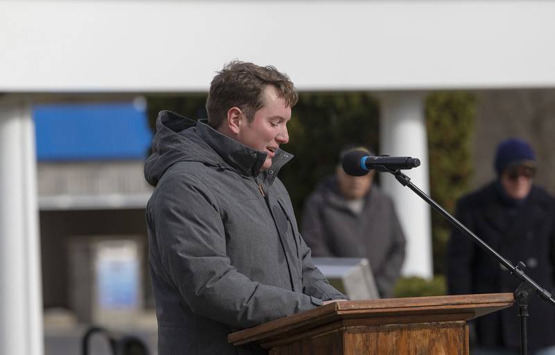 Rep. Brad Fritts speaks of sacrifice Tuesday, Nov. 11, 2025, during the keynote address in Dixon.
