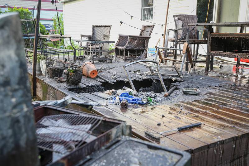 A home was damaged after a fire broke out on a back deck in Woodstock July 5, 2025.