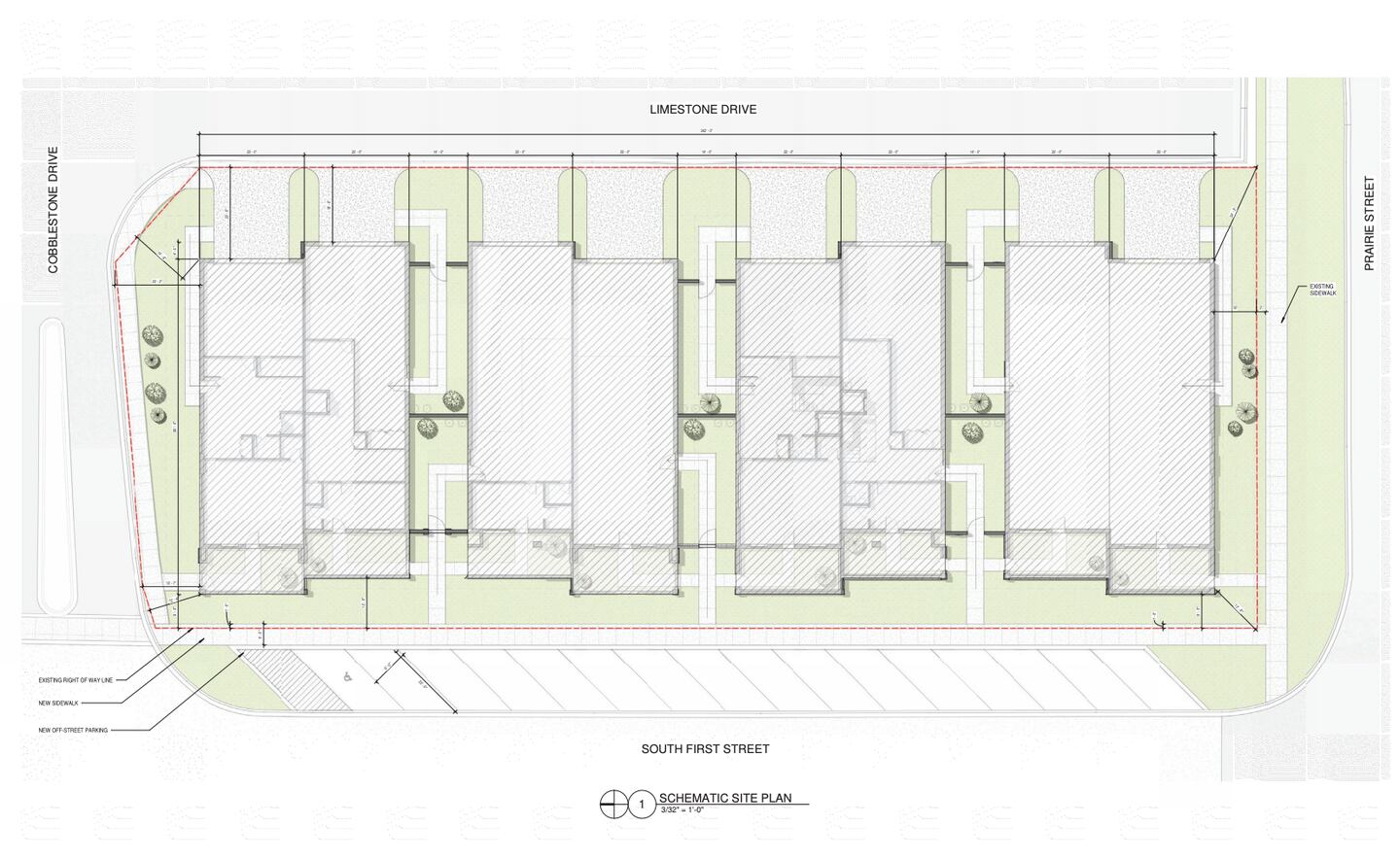 Proposed concept plan for the River 504 Townhomes development in downtown St. Charles.