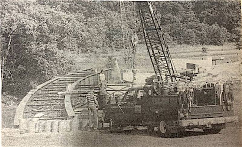 1984: Work is progressing on the new bridge over the Fox River in Millbrook. Workers began setting the beats for the new bridge which is just south of the old structure.