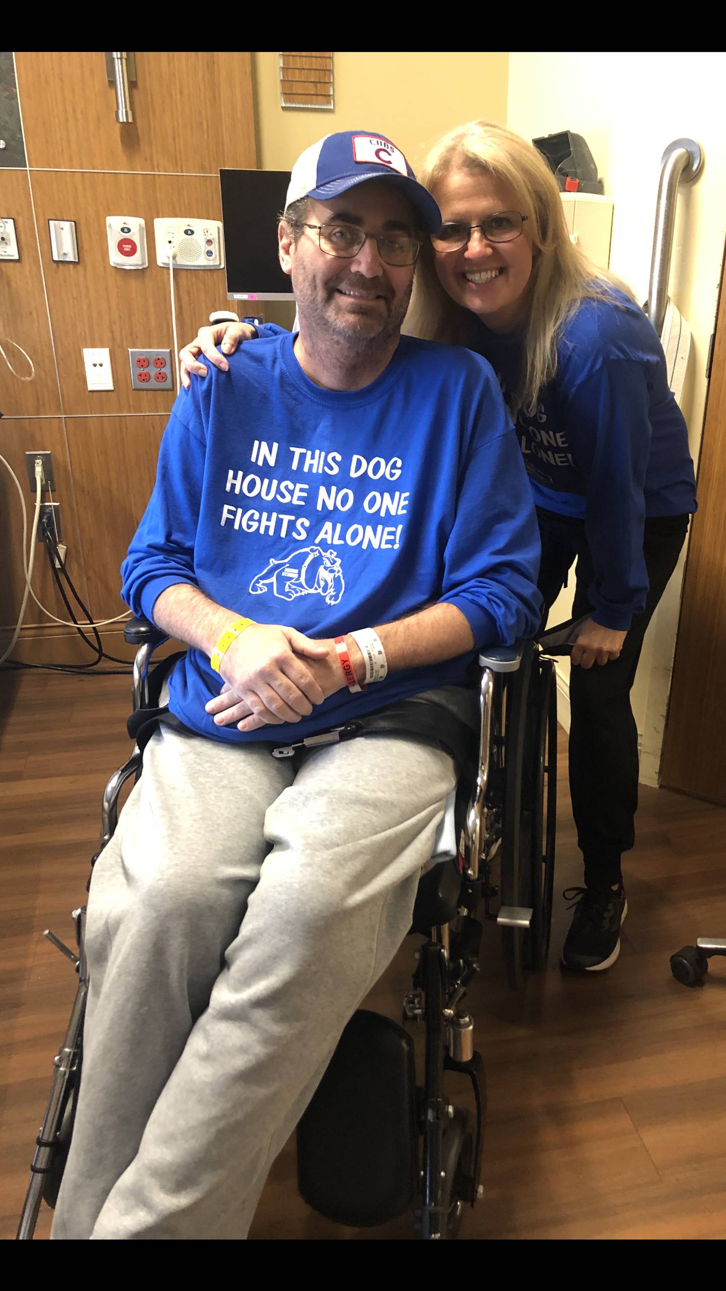 Brad Moss of Tinley Park was admitted to Silver Cross Hospital in New Lenox due to COVID-19. He was not released until Nov. 12, 2022. He is pictured with his wife Amy.