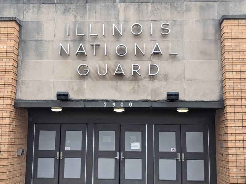 The front of the Illinois National Guard Armory, located at 2900 W. Jefferson St., Joliet, next to the Joliet Memorial Stadium.
