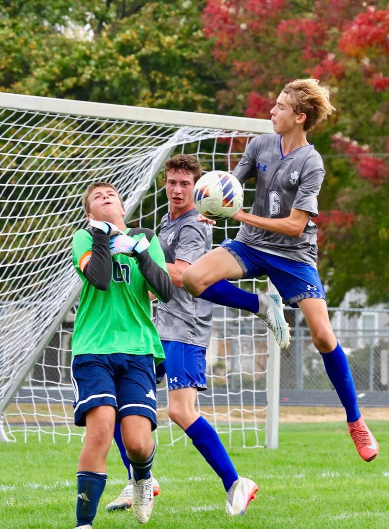 Princeton's Jackson DeRose attacks the goal in Saturday's regional quarterfinal soccer match vs. Stanford Olympia at Bryant Field. The Tigers won 6-2.