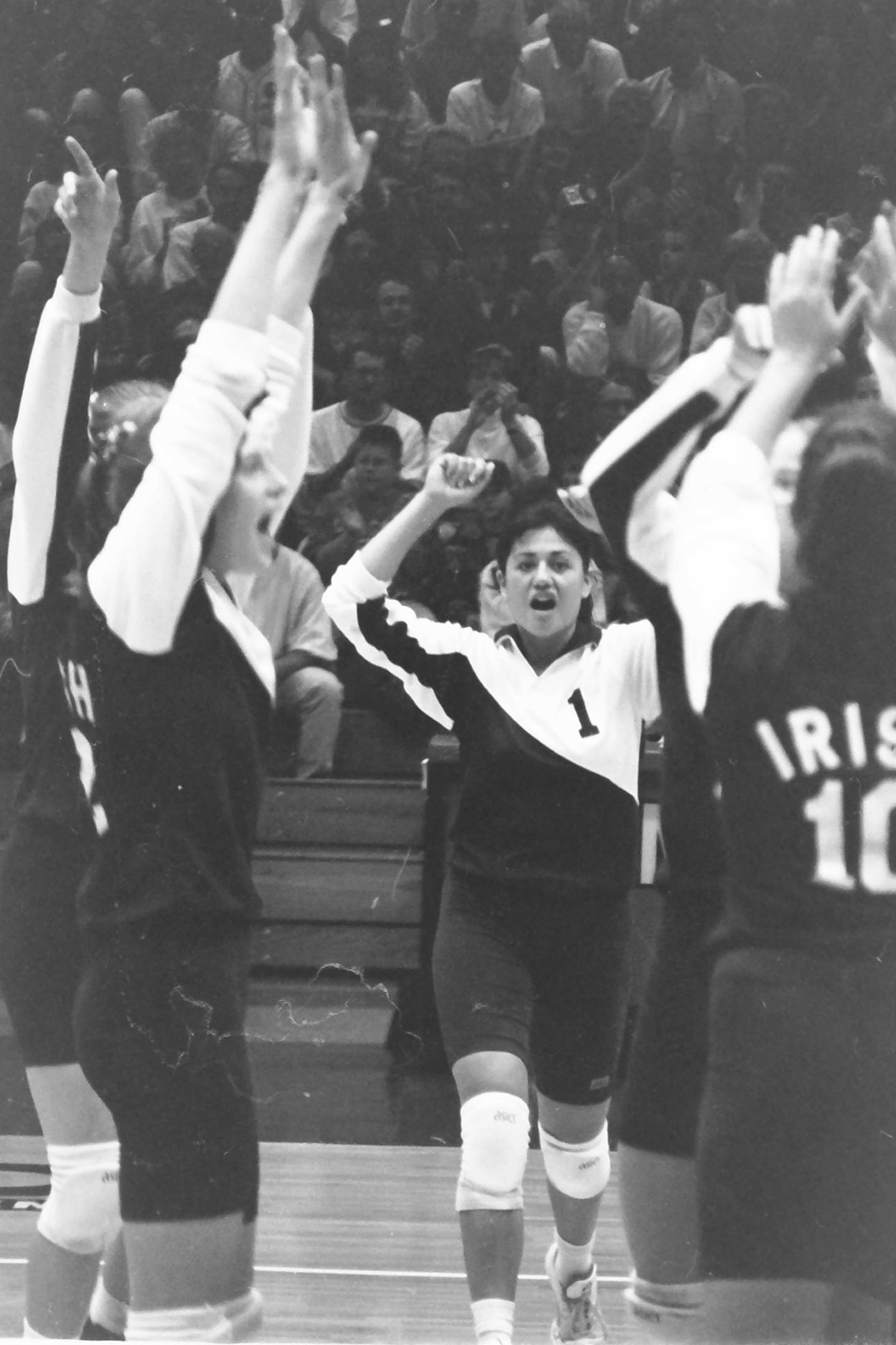 Princeton's Nicole Coates is introduced in the Notre Dame starting lineup when the Irish played against Northern Illinois at Chick Evans Fieldhouse in Dekalb in the early '90s. She was an all-state player at Princeton and still holds the school all-time kills record.