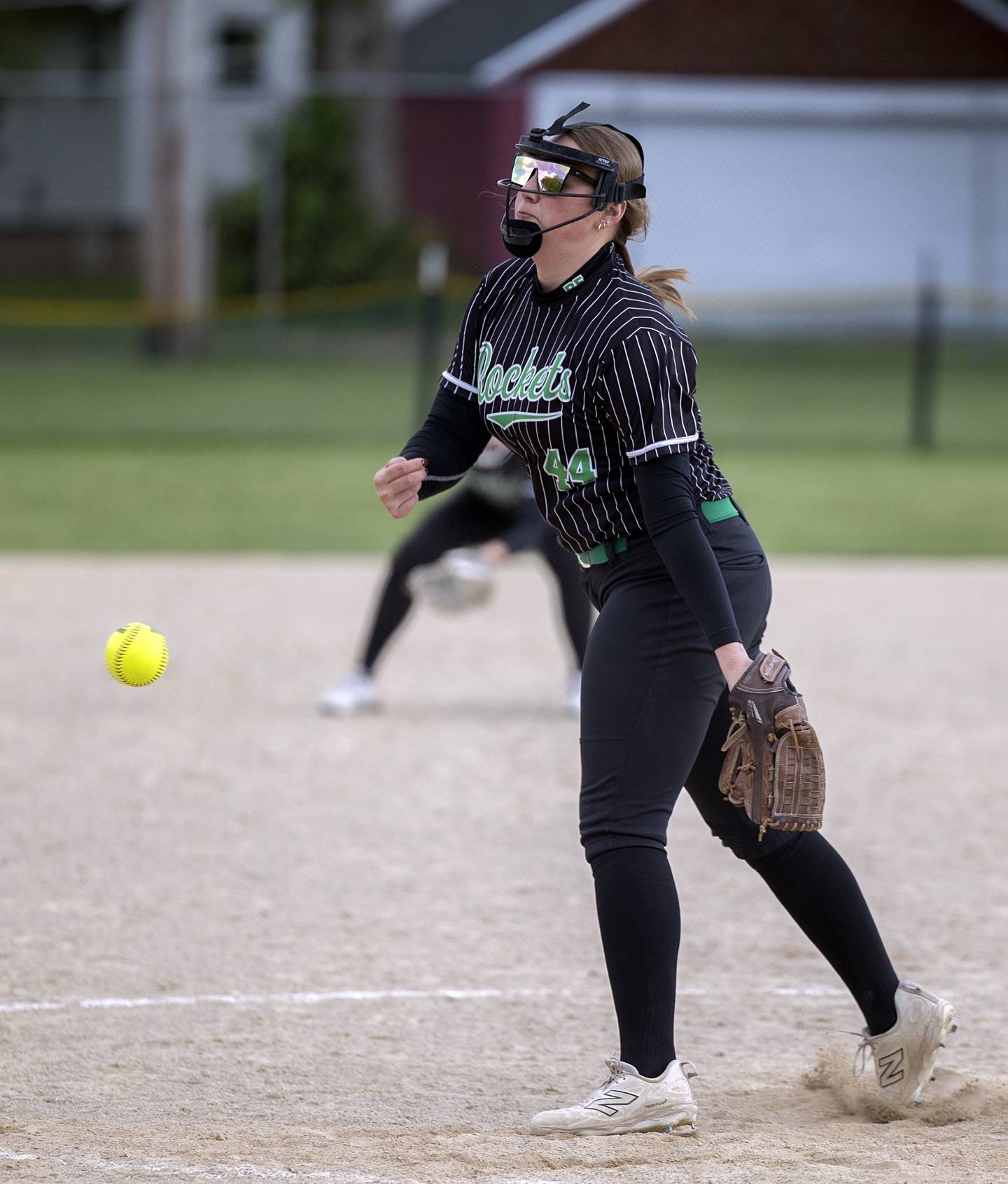 Rock Falls’ Korah Hosler makes a pitch against Dixon Thursday, May 7, 2026.