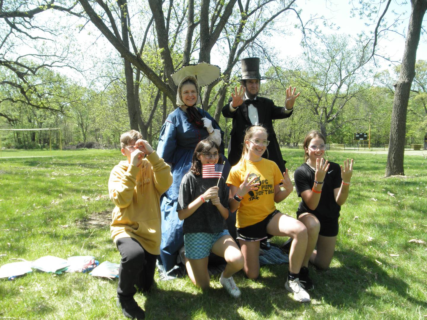 On the final day, the students first activity was called “The Burning of Atlanta.” They completed seven more activities, including Reconstruction. Teams were met by President and Mrs. Lincoln, played by Max and Donna Daniels, at the check-in point.