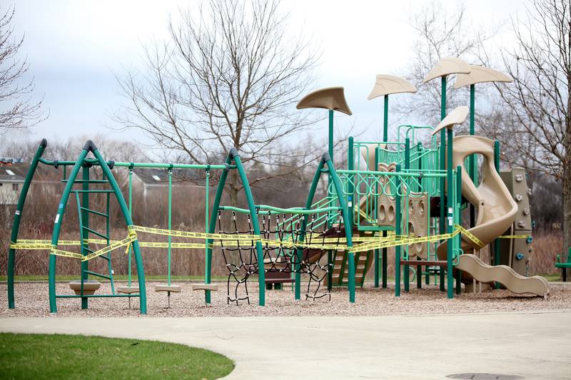 All park playgrounds and sport fields throughout Kane County, including Braeburn Park in Geneva, are closed due to the coronavirus pandemic.
