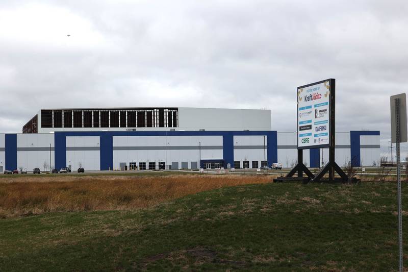 An updated look at construction of the Kraft Heinz Company distribution center Friday, Nov. 22, 2024, at the corner of Gurler and Peace Roads in DeKalb.