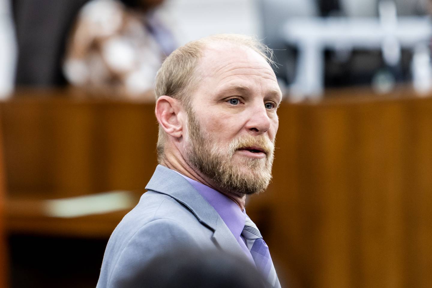 Adam Capelli, Will County Assistant State's Attorney is on-site at the Will County Courthouse for the trial of Patrick Gleason on Sept. 24, 2025.