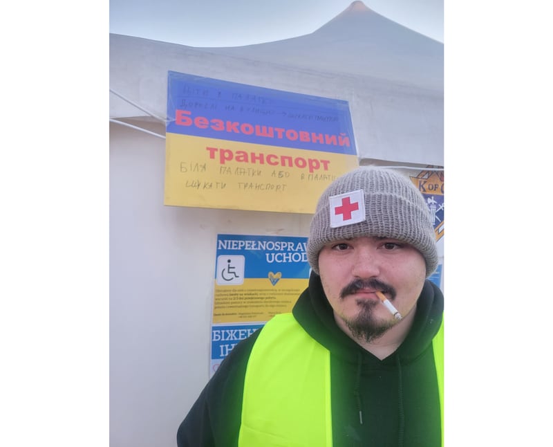 Ryan Chocholek, 25, of Channahon, left for Poland on March 8. He is using his emergency medical technician training to run a medical tent near the Ukraine border.