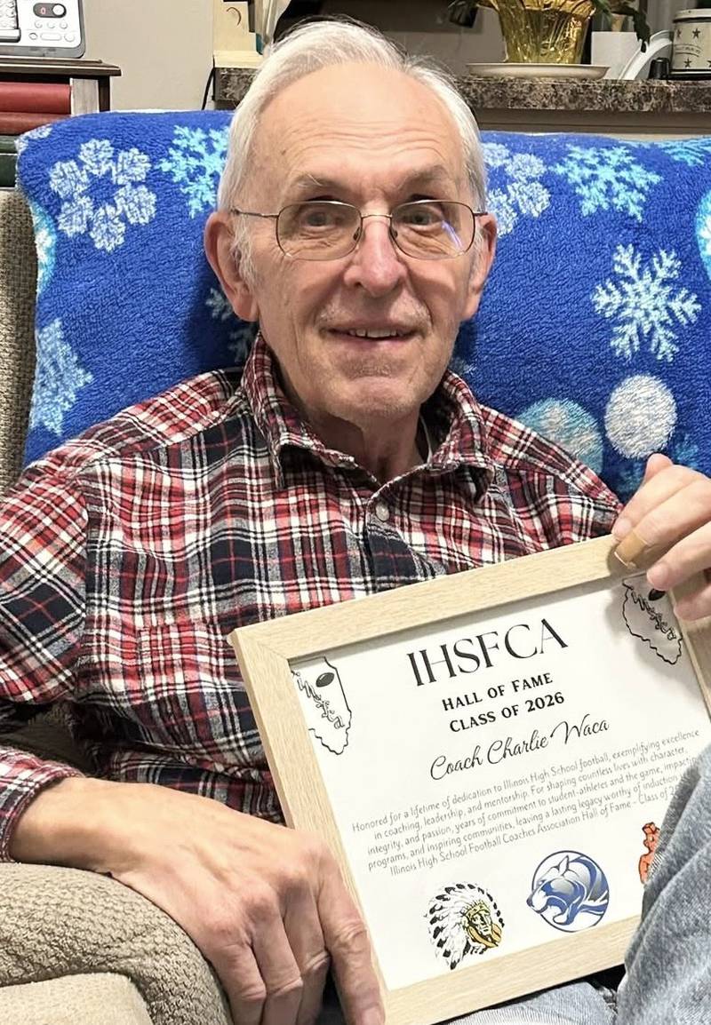 Charlie Waca of Princeton is being inducted into the IHSFCA Hall of Fame as the Class of 2026. He has 38 seasons as an assistant football coach with tenures at Tiskilwa, Princeton and Kewanee.