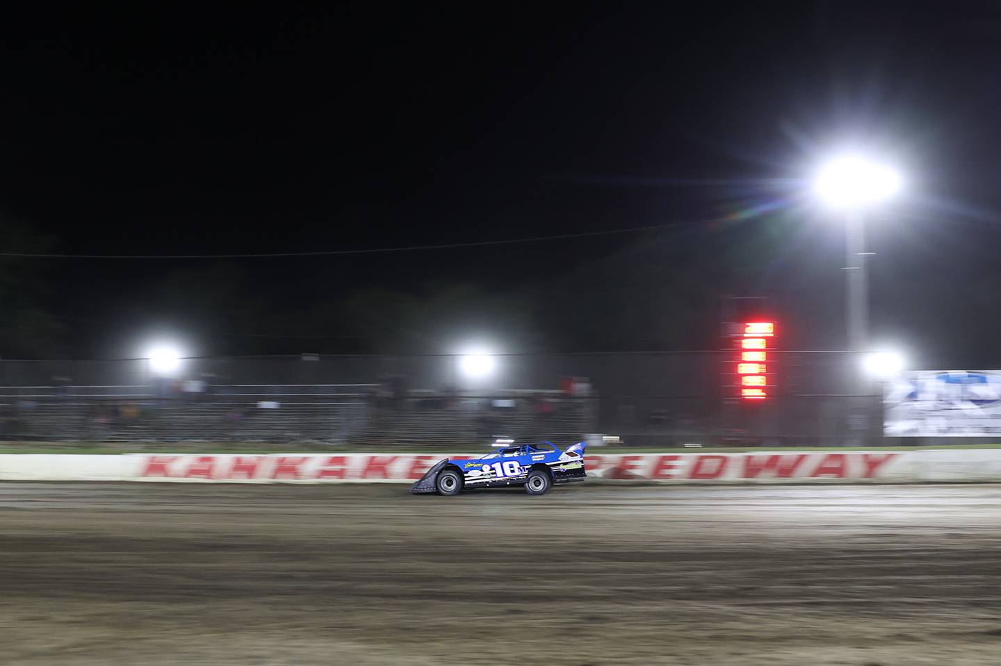 Austin McCarty accelerates on the back stretch on Friday, Sept. 26, 2025, at the Kankakee County Speedway. McCarty won the Pro Late Model title for the second year in a row, earning the McCarty family's 10th overall title.