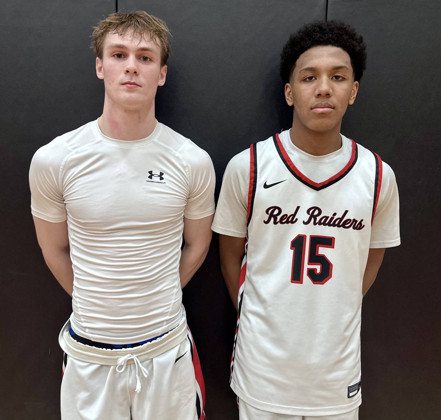 Aidan Gibbs (9 points, 6 rebounds) and Isaac Muze (13 points, 4 rebounds, 3 assists) led Huntley in Tuesday's game against Jacobs.