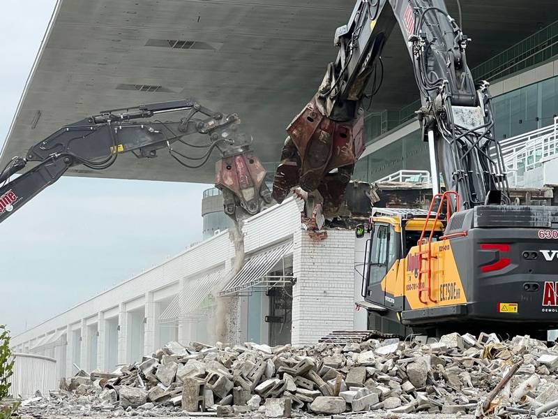 Demolition of the Arlington Park grandstand started Friday, June 15, 2023, and is expected to take more than a couple of days.