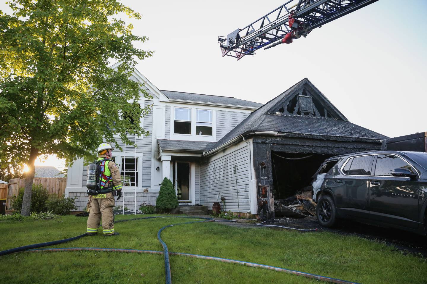 The Huntley Fire Protection District responded at 5:05 a.m. Friday, June 3, 2022, to the zero to 100 block of Raxburg Court where crews found a two-story home with smoke showing from the front of the building, according to a news release.