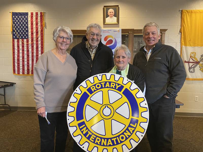 Ottawa Noon Rotary presented a donation of $709 to Molly Perrot of the Ottawa Historical and Scouting Heritage Museum. Pictured is Perrot (second from right), along with (from left) Bonnie McGrogan, Boyd Palmer and Steve Malinsky, of Ottawa Noon Rotary, who were instrumental in this donation project.