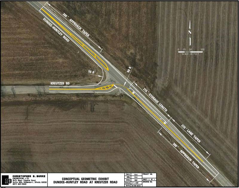 The intersection of Kreutzer and Dundee-Huntley roads has seen nearly 50 traffic crashes dating back to 2012.