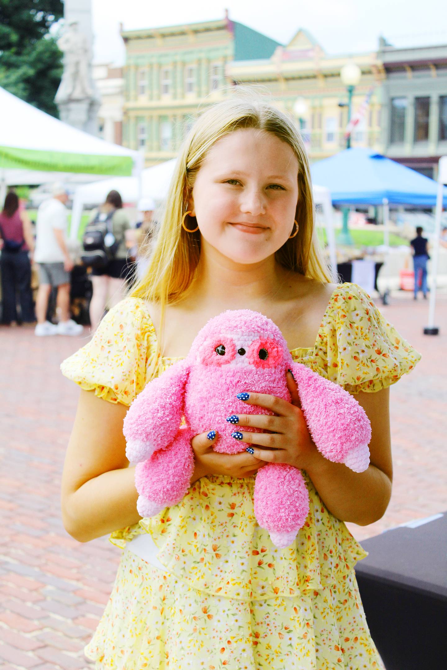 Kaelyn Carstens of Lanark has made a business out of her love of crocheting. The 13-year-old eighth-grade student at Eastland Junior High School sets up at local markets selling her creations, with help from her parent, Jennifer and Brian Carstens.
