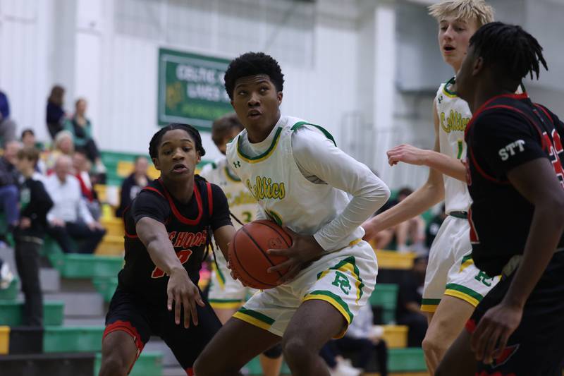 Providence’s Zinn Amos works in the paint for a shot against Eisenhower on Wednesday 1st, 2023.