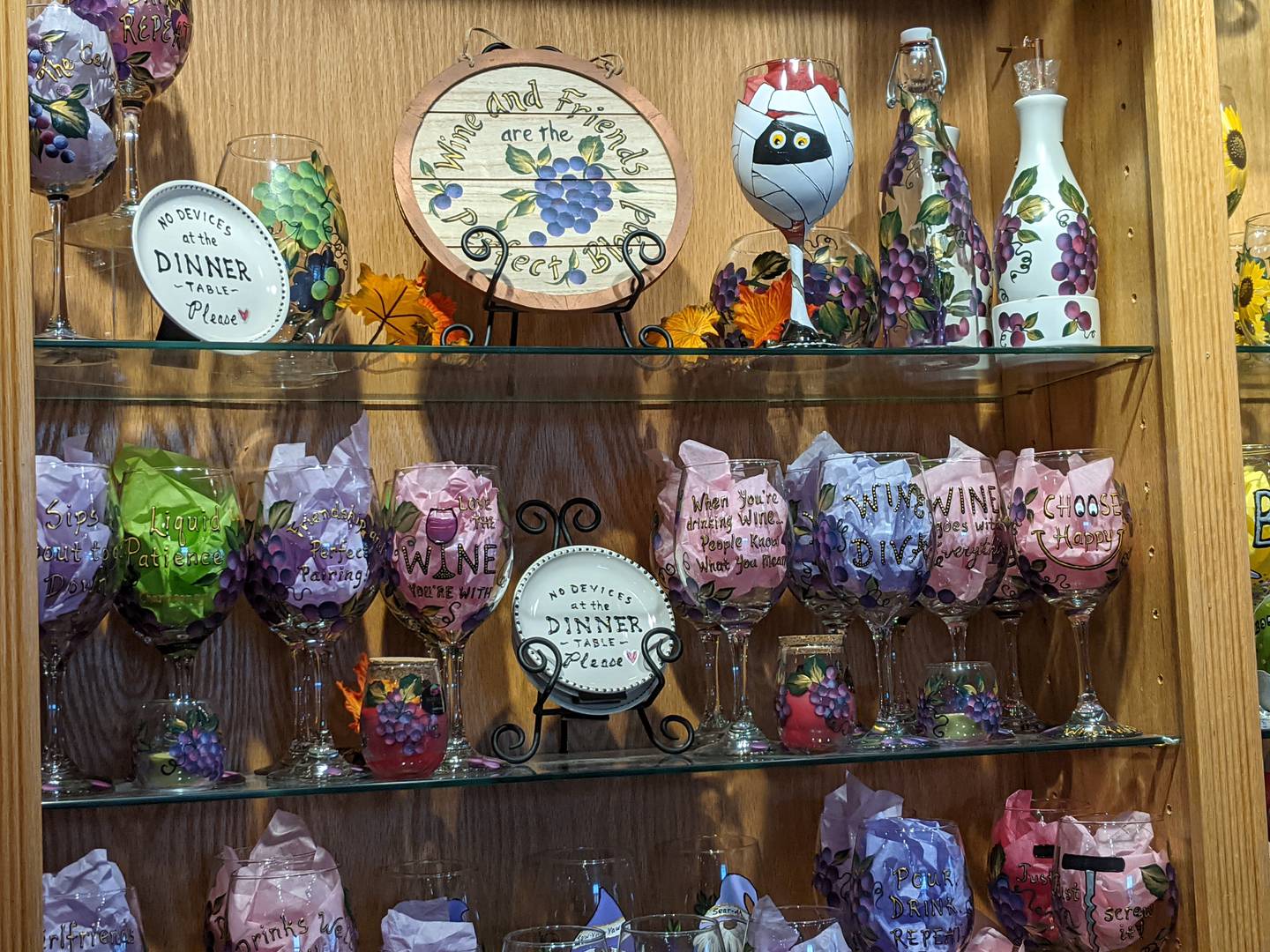 Fox Valley Winery in Oswego has strong local connections. Besides selling wine, Fox Valley Winery also sells items made by artists that live in the area.