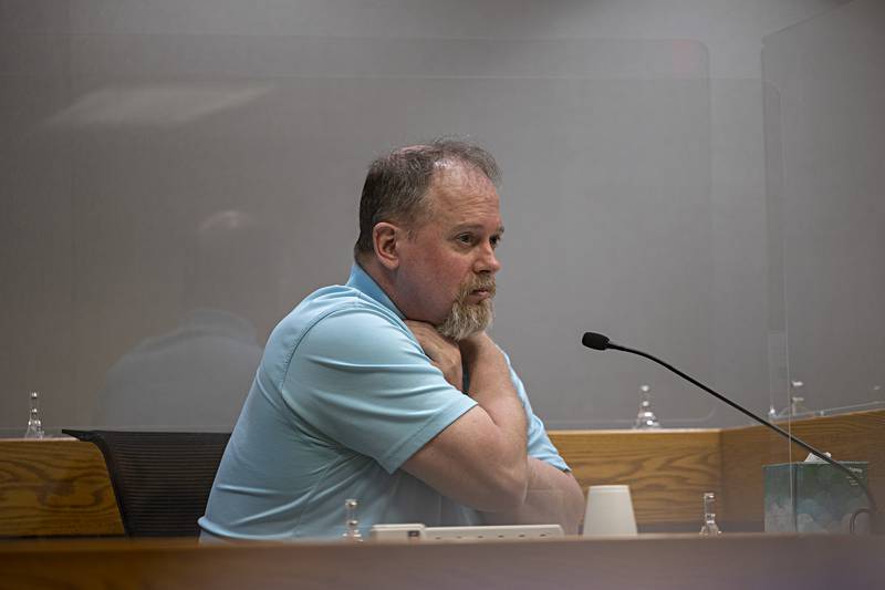 Doug Strehlow takes the stand during his sentencing hearing Monday, Sept. 25, 2023 in Whiteside County court.